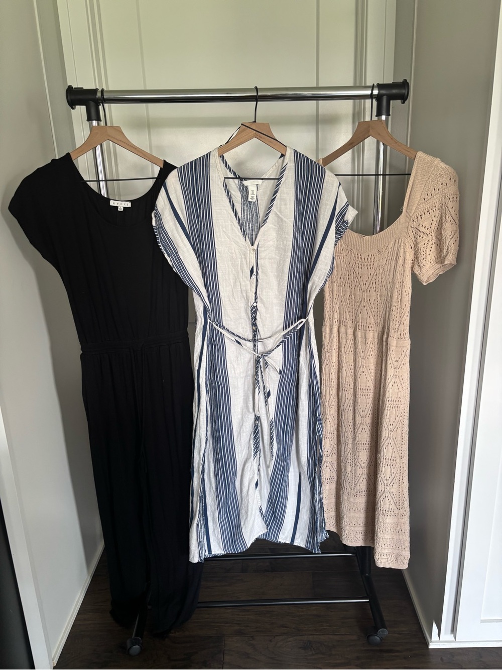 HYFVE Blue & White Striped Button-Front Midi Dress